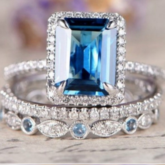 Jewelry - 🎀3pc 925 Icey Blue Sparkling Topaz Ring
